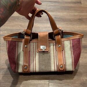 Lambertson truex leather and canvas Handbag